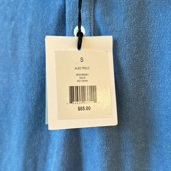 Onia Men’s Alec Polo Casual Collar Shirt Solid Denim Color Small - Picture 3 of 6